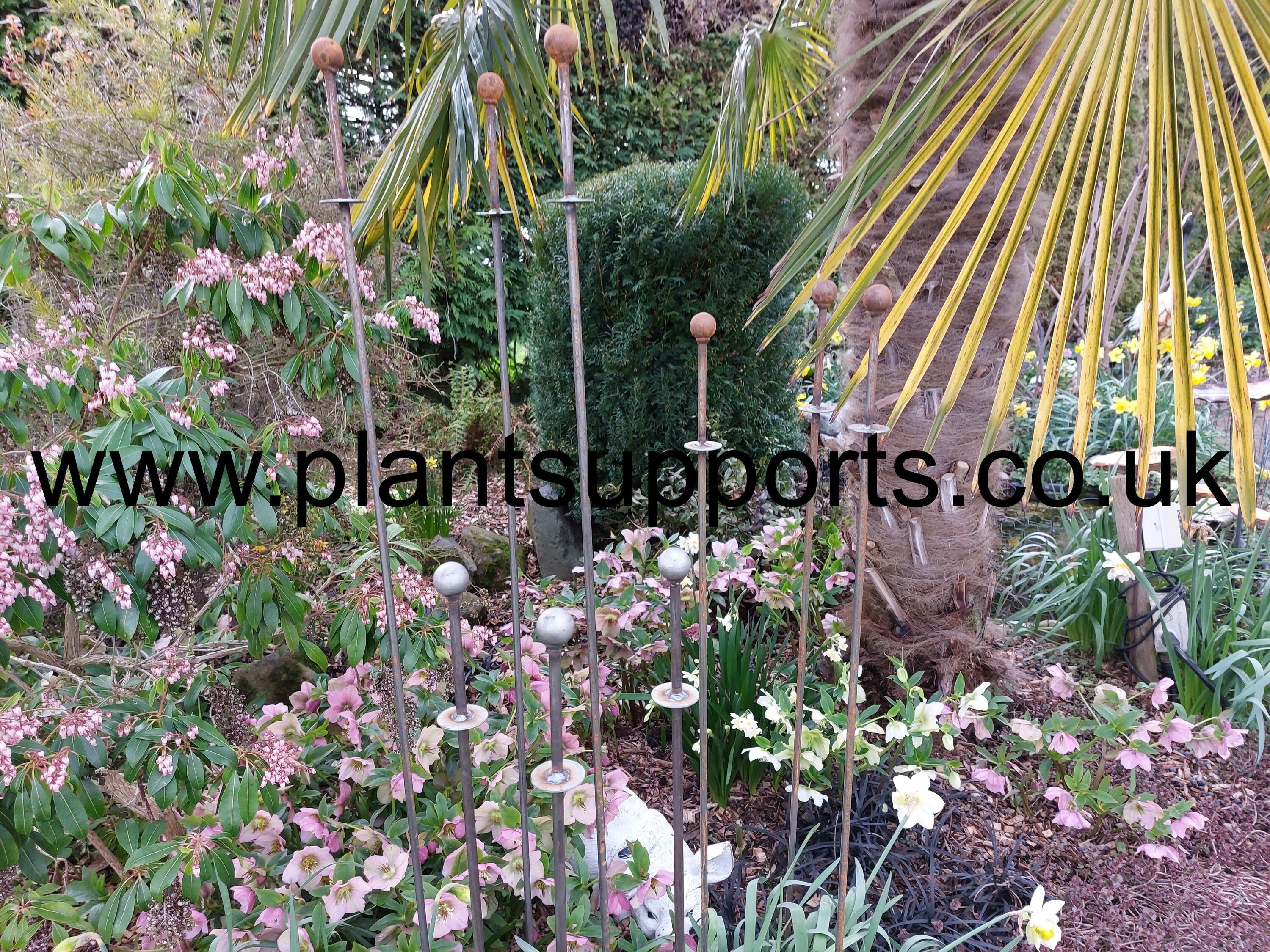 Tall Ball topped Iron Plant Stake with Lip pack of 3 A0054A Tall Ball topped Iron Plant Stake with Lip pack of 3 A0054A